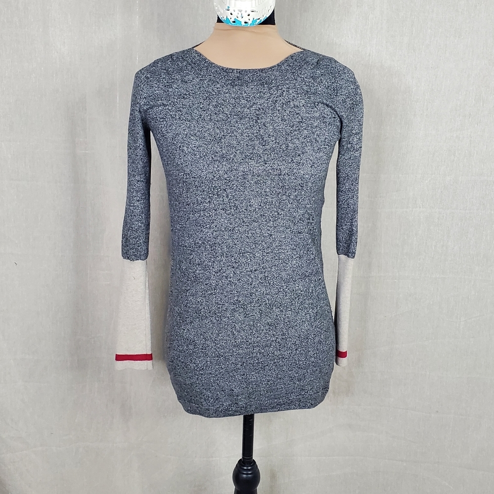 ♤♤ Roots Sock Monkey Gray Sweater Long Sleeve Boat Neck Size XS